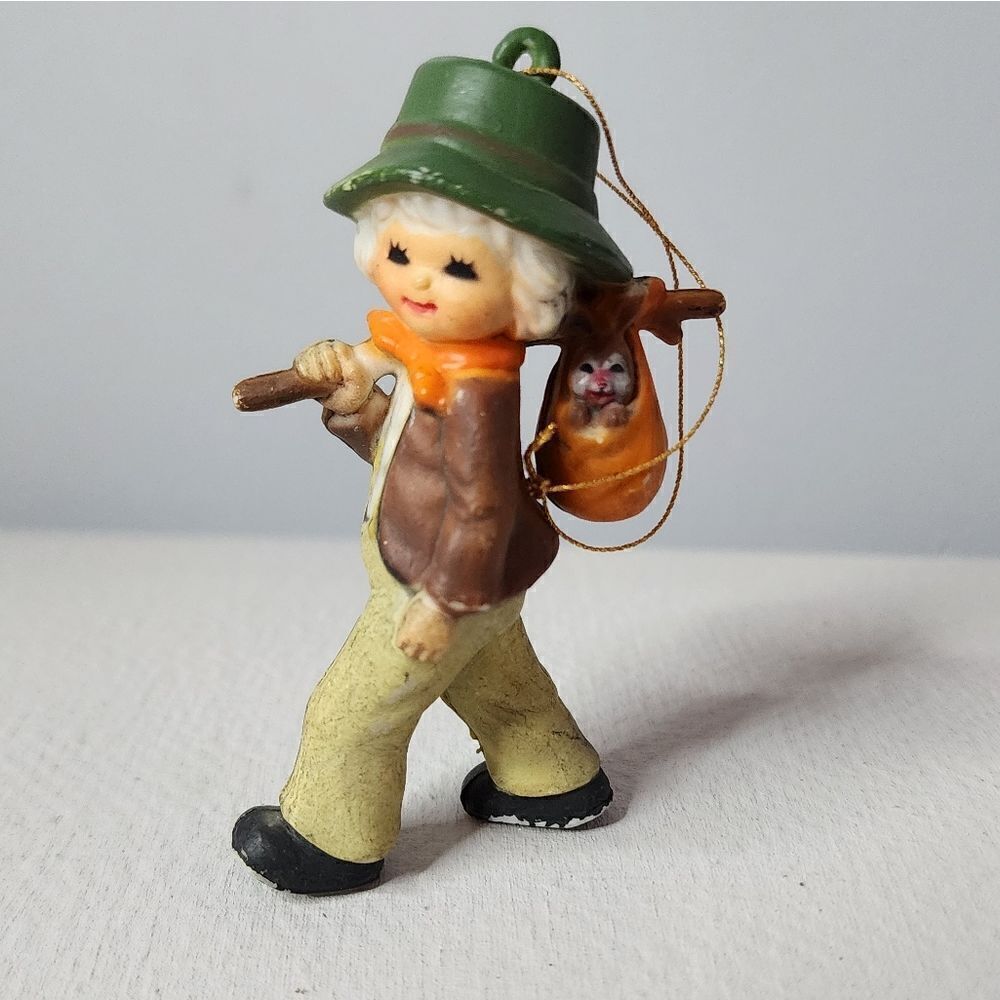 Hobo Vintage Christmas Ornament Boy & Rabbit